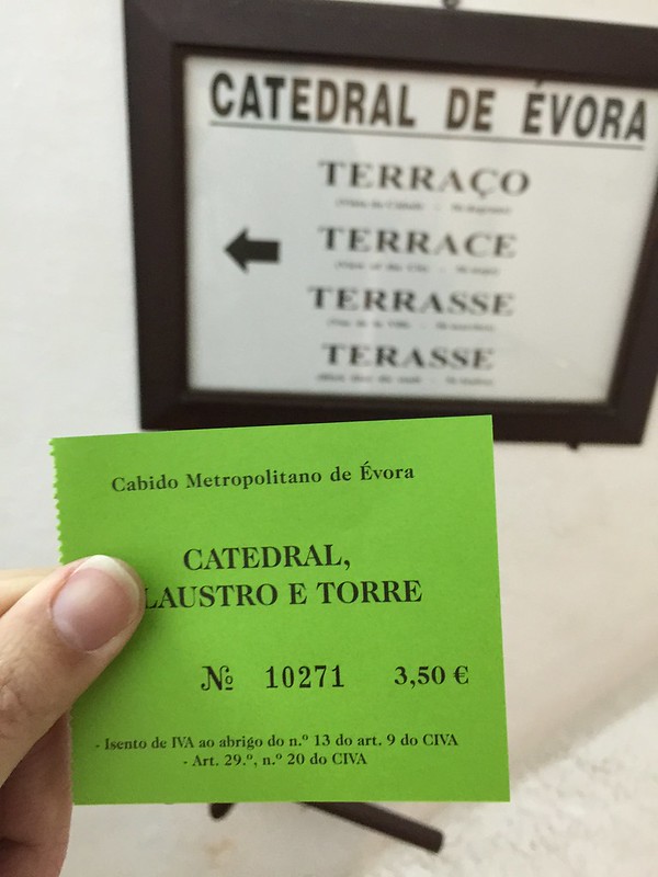 Sé de Évora - preço do bilhete para Catedral, Claustro e Torre