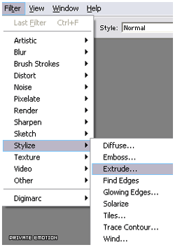 Filter - Stylize - Extrude