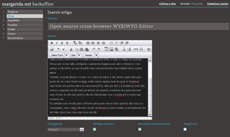 Backoffice - criar um artigo